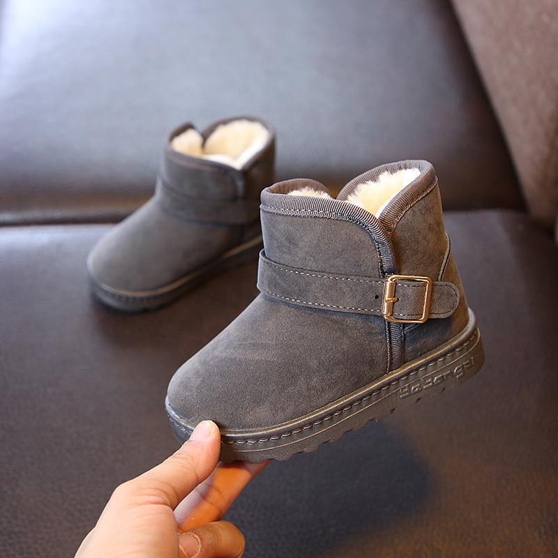 Luxury Children Fur Slippers Boot Retro Round Head Cotton Baby Girl Boy Winter Plush Warm Home Shoes Non-slip Kids Slipper