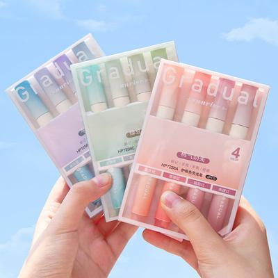 4ks/sada Makaron Color Zvýrazňovač Pera Kawaii Psací potřeby Studentské fixy Nástroj na kreslení Roztomilé školní kancelářské potřeby