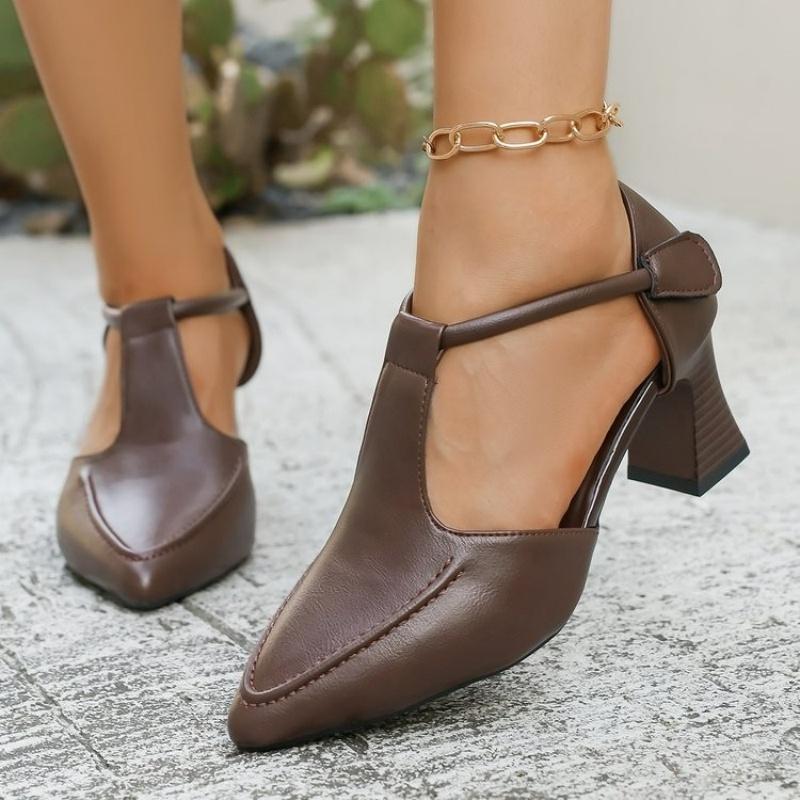 French Pointed Toe 2025 Autumn New Professional High Heels Temperament One Word Buckle Strap Soft Sole Sandals