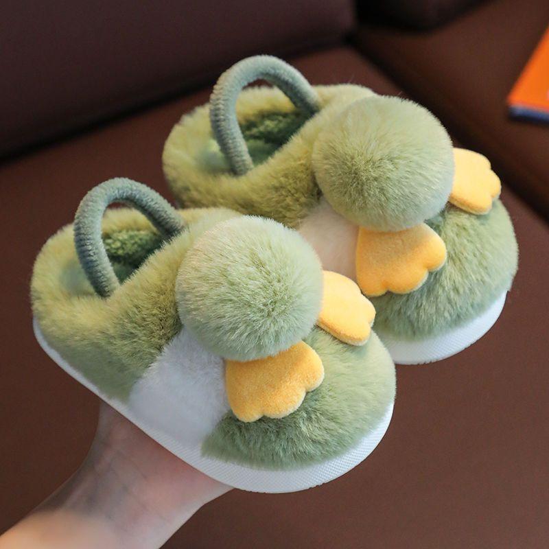 

Детские хлопковые тапочки, женские 1-3 года, 2 детских домашних нескользящих зимних шерстяных тапочек с мягкой подошвой, детские 22-23Code Inner Length14c зелёный