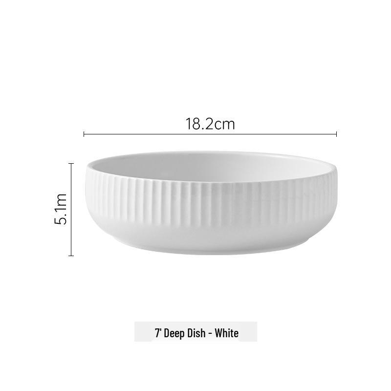 Retro Deep Ceramic Bowl for Soup, Pasta, or Fruit – Ideal for Home Dining Table and Western Cuisine.