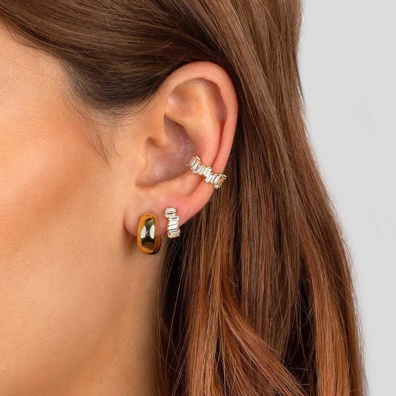 Yuedane Gold Plated Clip Earrings For Women Multicolor Zircon C Shape Ear Cuff Clipn No Piercing Earring Fashion Jewelry