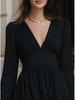 Elegant V-Neck Plain Color Versatile Women's Dress for Street Style