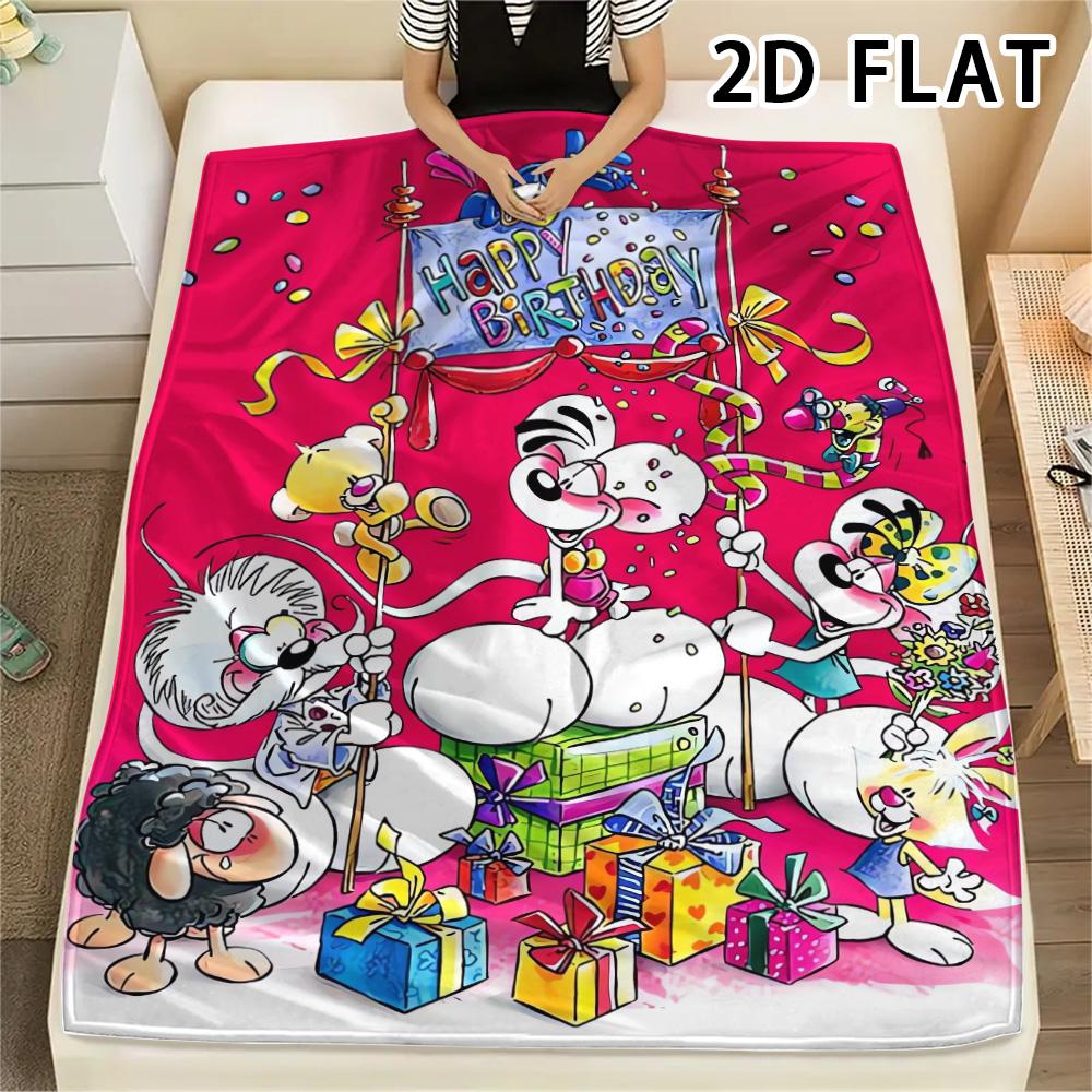 1Pc Diddl Print Flannel Blanket, High Quality Comfortable for All Seasons, Home Decor, Warmth and Comfort, Perfect for Christmas Gifts