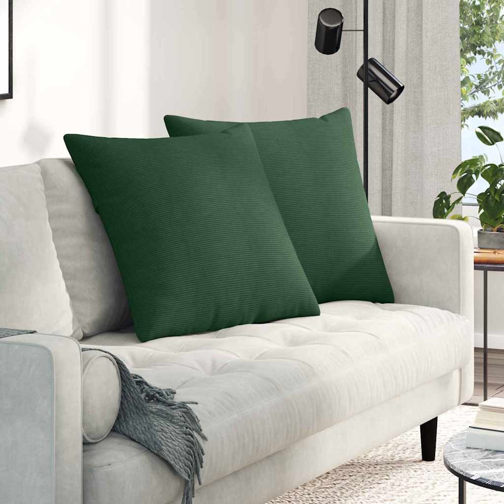 Sofa Cushions 2 Pieces Dark Green 60 x 60 cm Cord Fabric