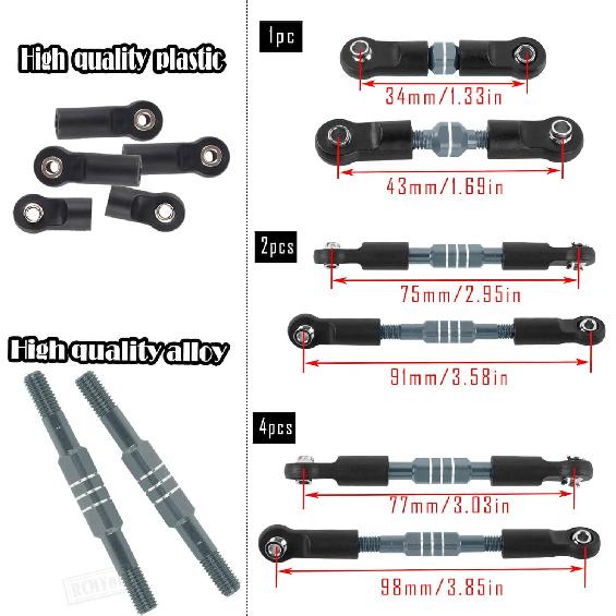 Aluminum Turnbuckles Camber Links Upgrades Part for 1/10 Slash/Stampede/Rustler/Bandit 4x4 VXL,Alloy Turnbuckles Camber Links Hops Up,Titanium