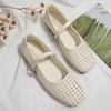 Women's Breathable Perforated Flat Shoes Adjustable Strap Lightweight Comfortable Casual Slip-On Footwear for Daily Wear
