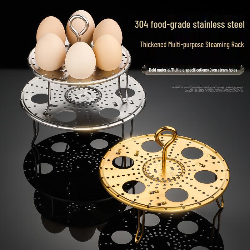 Household Multifunctional Stainless Steel 304 Egg and Mantou Steaming Rack with High Feet