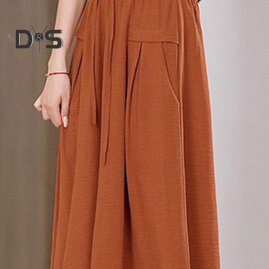 Pantaloni tăiați pentru femei, de culoare uni, cu talie elastică, pantaloni ocazionali, cu buzunare, pantaloni largi, îmbrăcăminte zilnică