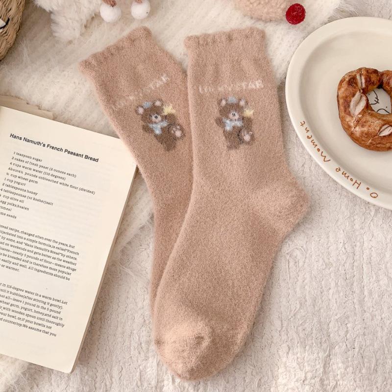 Medium Socks Stockings Stockings Warm Kitten Season Plush Cute Australian Velvet Thickened Fleece Socks Girls Winter