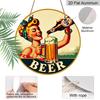 2D Flat Aluminum 7.87 Inch X 7.87 Inch Vintage Woman Pouring Beer Style Wall Hanging. Suitable for Bars, Living Rooms, Home Cellars, Kitchens