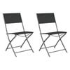 Vidaxl Folding Garden Chairs, 2 Pcs, Black, Steel And Textilene