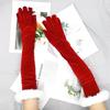 Christmas Plush Party Etiquette Gloves For Autumn And Winter Thickened Warm Velvet Mouth Women'S Long Gloves
