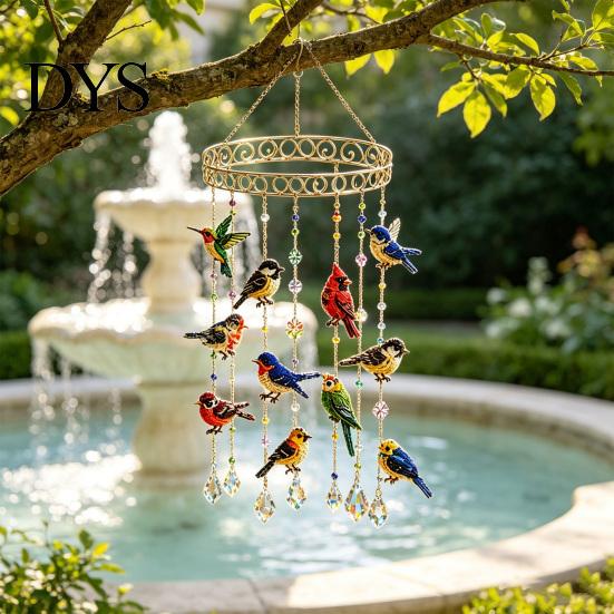Artistic Porch Hanging Decorations Graceful Bird Wind Chime, Stained Outdoor Sun Catcher Windchime, Colorful Yard Spiritual Peace Meditation