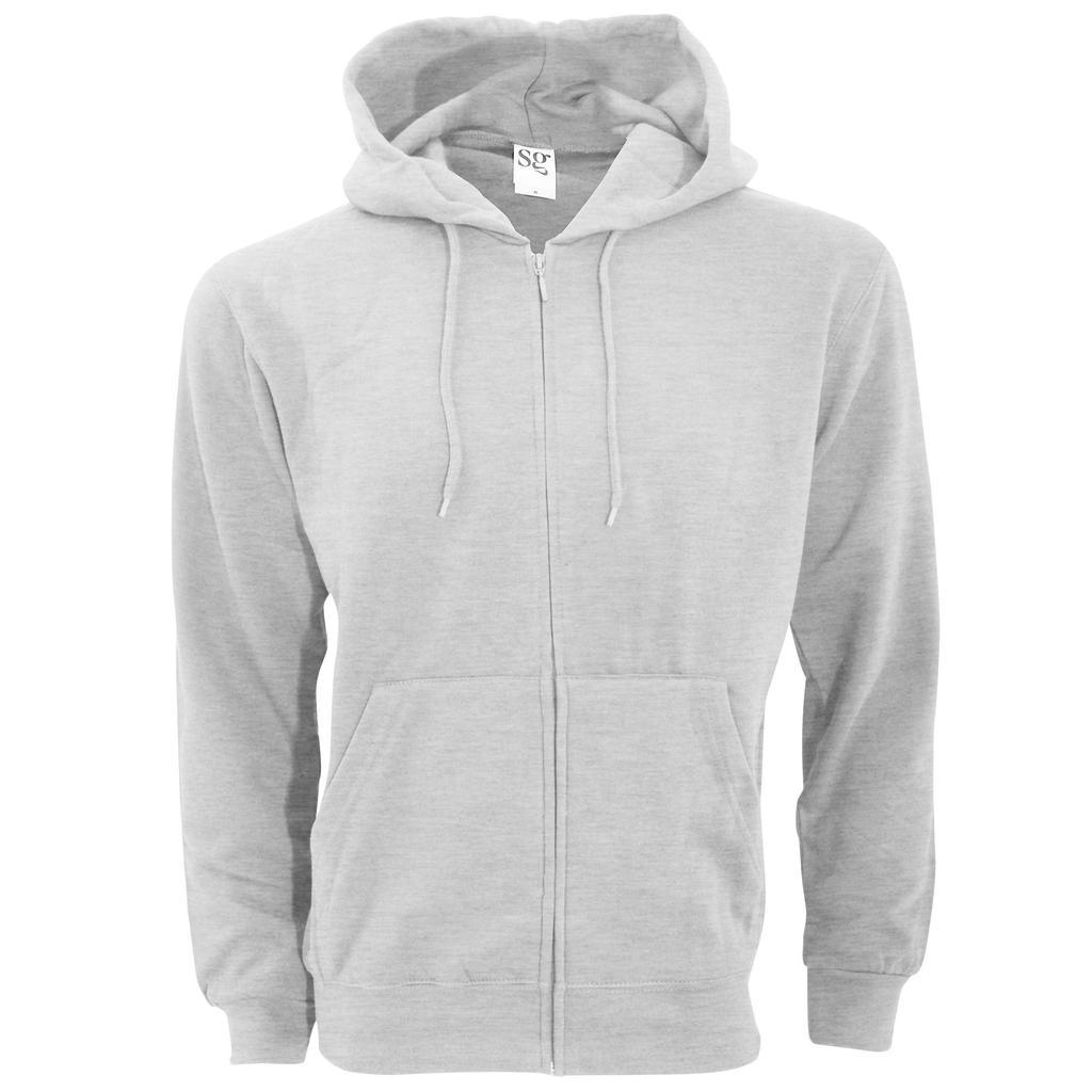 SG Mens Plain Full Zip Hooded Sweatshirt