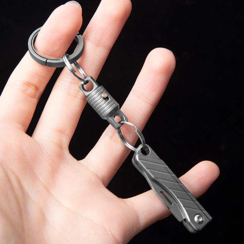 Titanium Alloy Keychain With Lock Buckle Can Rotate 360  Degree  Outdoor Edc Tools