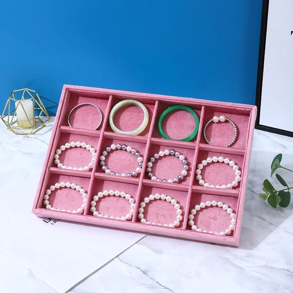 Storage Pink Earring Display Tray Stackable Rectangular Fabric Jewelry Box  Ring