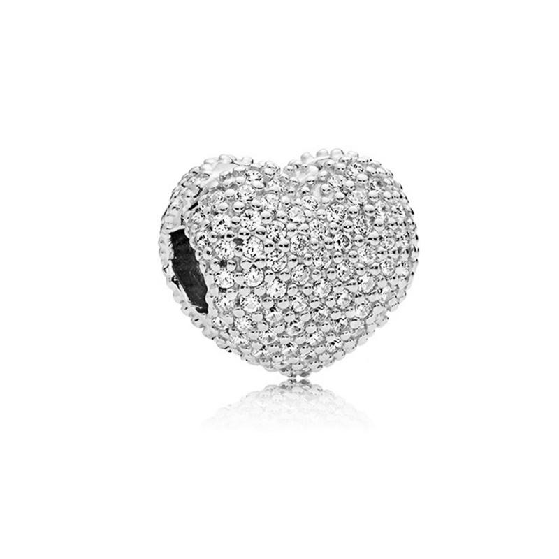 Europeans DIY Angel Mom Heart Sparkling Paw Print Cherry Blossom Charm Beads Fit Original Silver Bracelet Jewelry