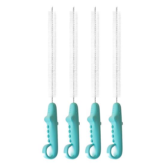 Set da 4 Pezzi Pennello per Pulizia con Manico a Coccodrillo, Pulitore per Cannucce per Alimenti con Asta in Acciaio Inossidabile, Strumento per la Pulizia di Spazi Stretti in Cannucce per Biberon e Tazze d'Acqua