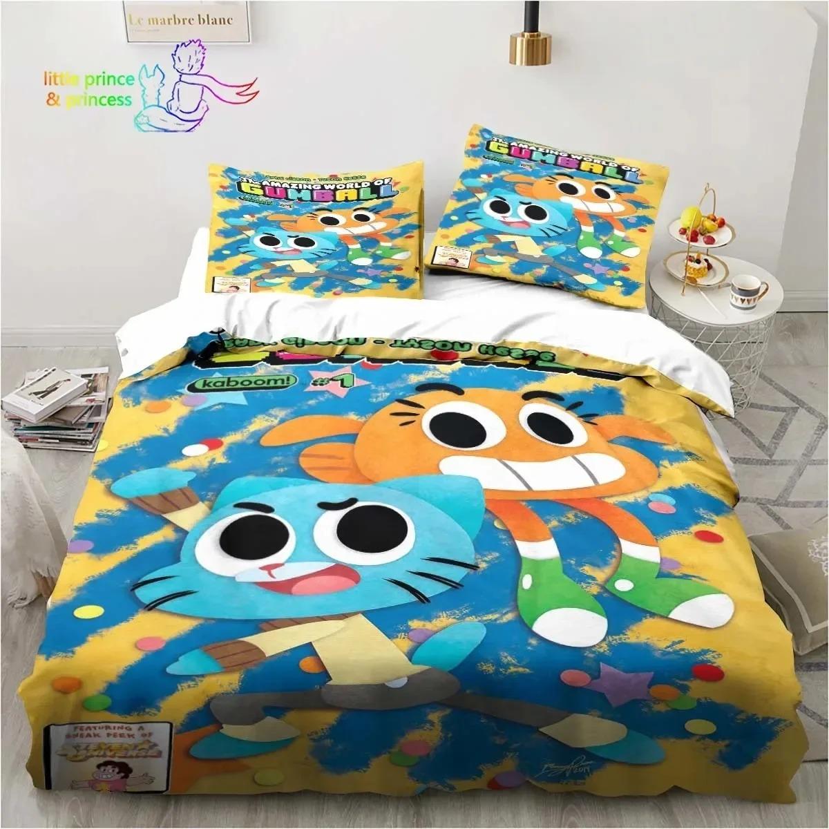 

Amazing World Gumball 3D Printed Комплект постільної білизни Single Twin Full Queen Size Bed Set Adult Kid Bedroom Spaling Set US Queen 228x228cm