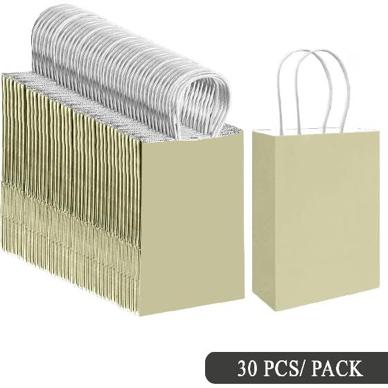 Qiqee 24PCS Medium Gift Bag with Handles Bulk 11"x5"x8" Gift Bags Eggshell Green Bags Multiple Uses (Medium Size)