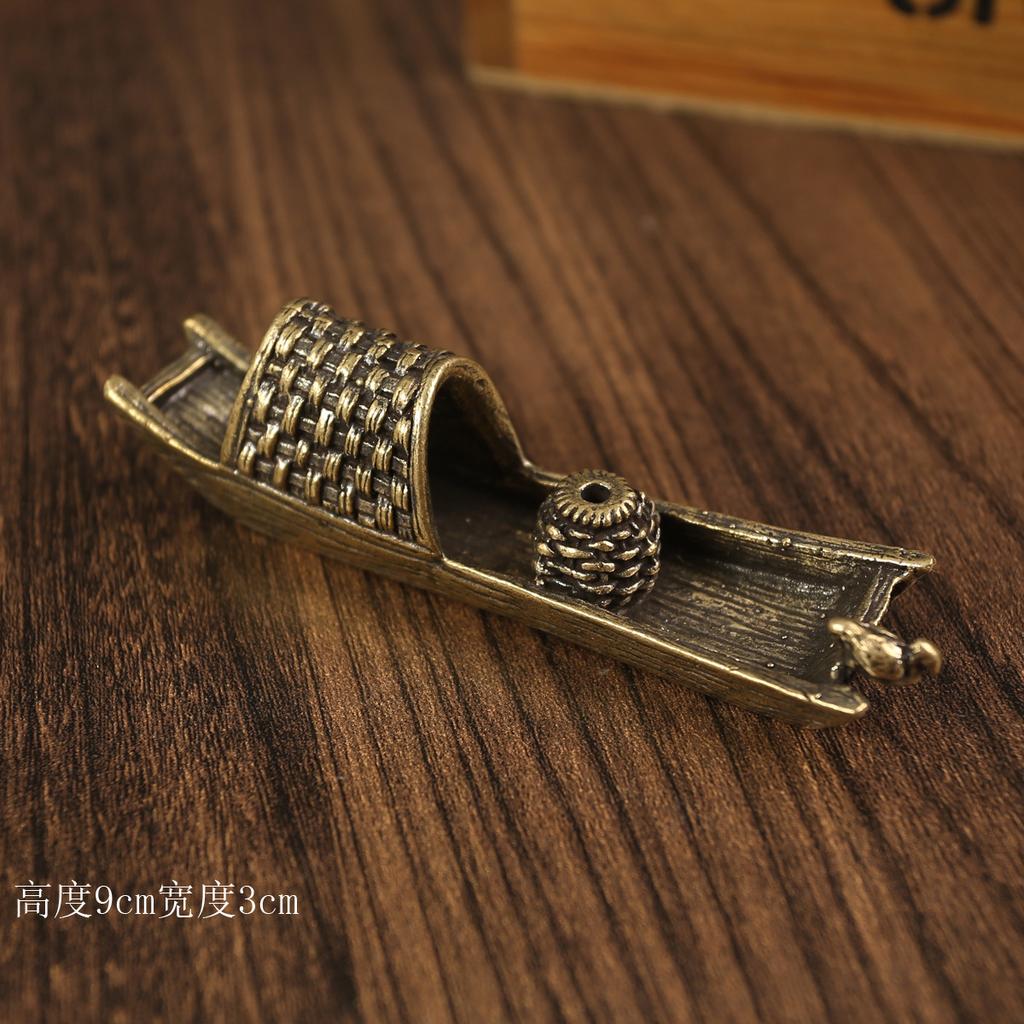Brass sailboat incense insert ornament creative home bedroom desktop incense insert ornament thread incense antique and old copper ware