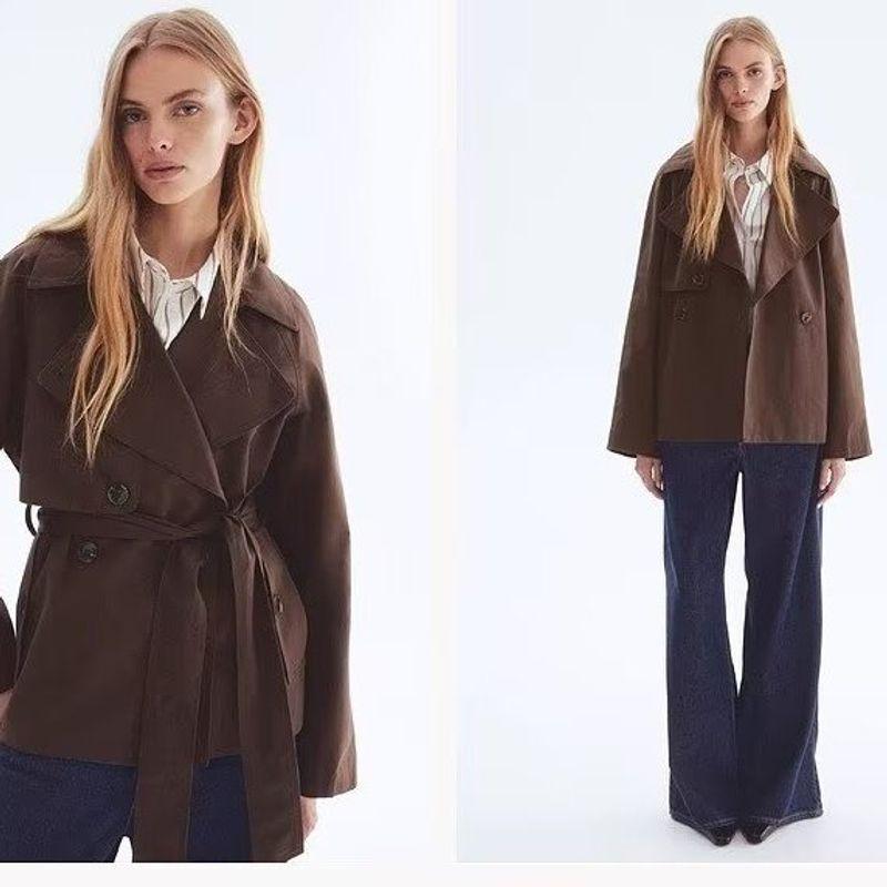 Za Autumn and Winter New Women's Clothing Zr European and American Style Fashionable Versatile Double-Breasted Short Trench Coat 1282726