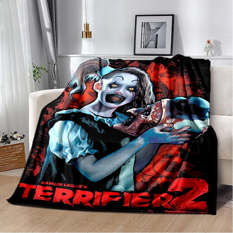 3D Terrifier 3 Horror Clown Movie Cartoon Soft Blankets,Throw Blanket Comfortable Blanket for Picnic Beds Sofa Home Kids Gifts