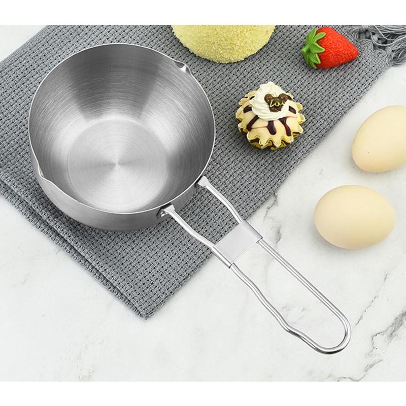 Milk Pan with Two Side Spouts 25.3cm/10-inch Instant Noodle Pan Stainless Steel Pan for Camping Outdoor Large Capacity