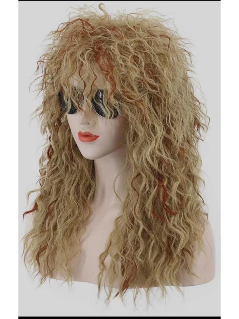 Fluffy Long Curly Rock Era Retro Punk Wig for Halloween
