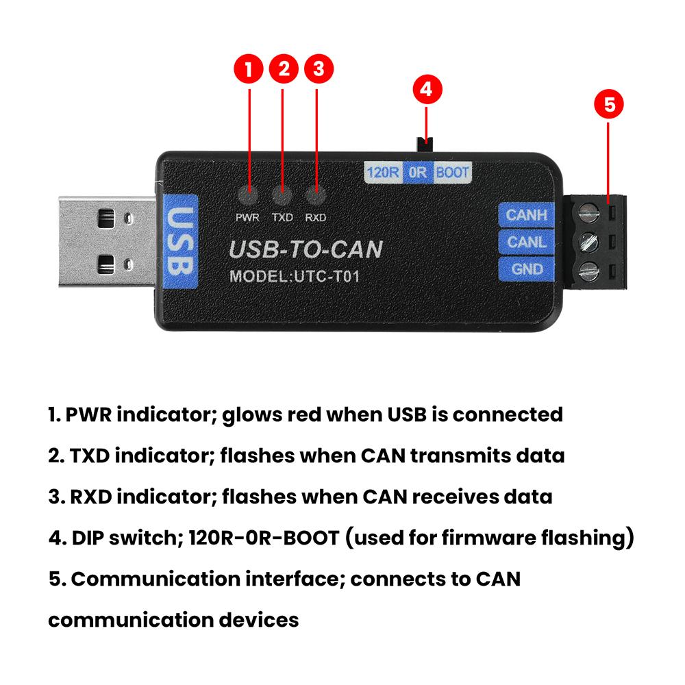CAN Snalyzer USB To CAN Module PCAN Firmware Usb To Can Adapter Analyzer Debugging Assistant SignalConverter for Can Communicate