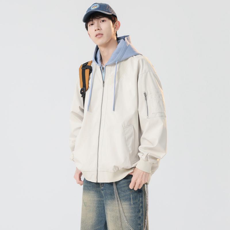 

Men s High-End Retro Patchwork Jacket: Color Block Baseball Style for Spring/Autumn, Trendy Hong Kong High Street Design L