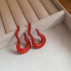 Red Bow Coin Purse Earrings: Silver Needle Retro Snake Lock Studs, New Year High-End Ear Jewelry.