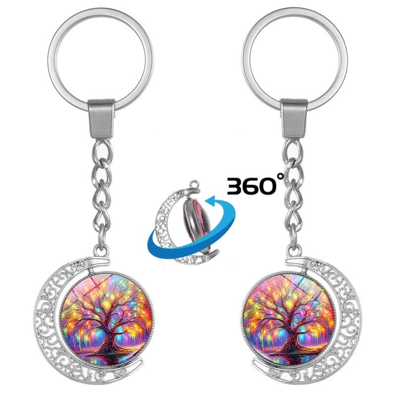Tree of Life Double-Sided Rotating Pendant Keychain - Bag Charm & Car Ornament