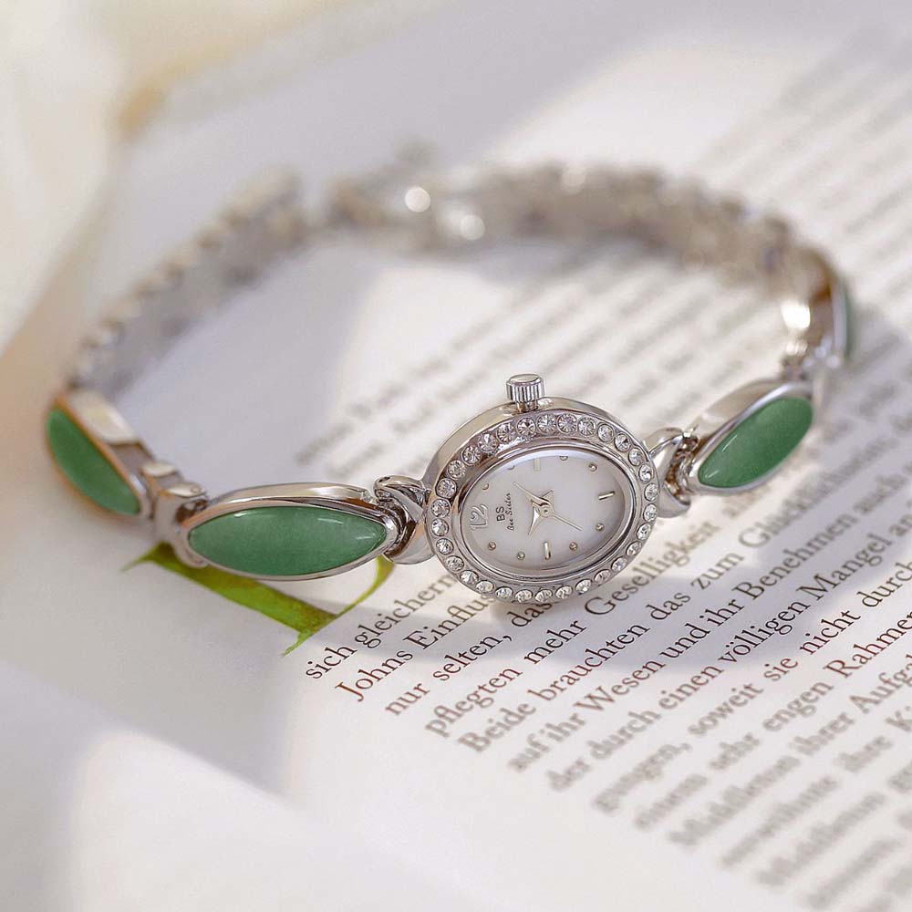 Natural Jade Women Bracelet Watch Ladies Watches Luxury High Quality Gold Silver Quartz Watches Elegant Wristwatches Dress Gift