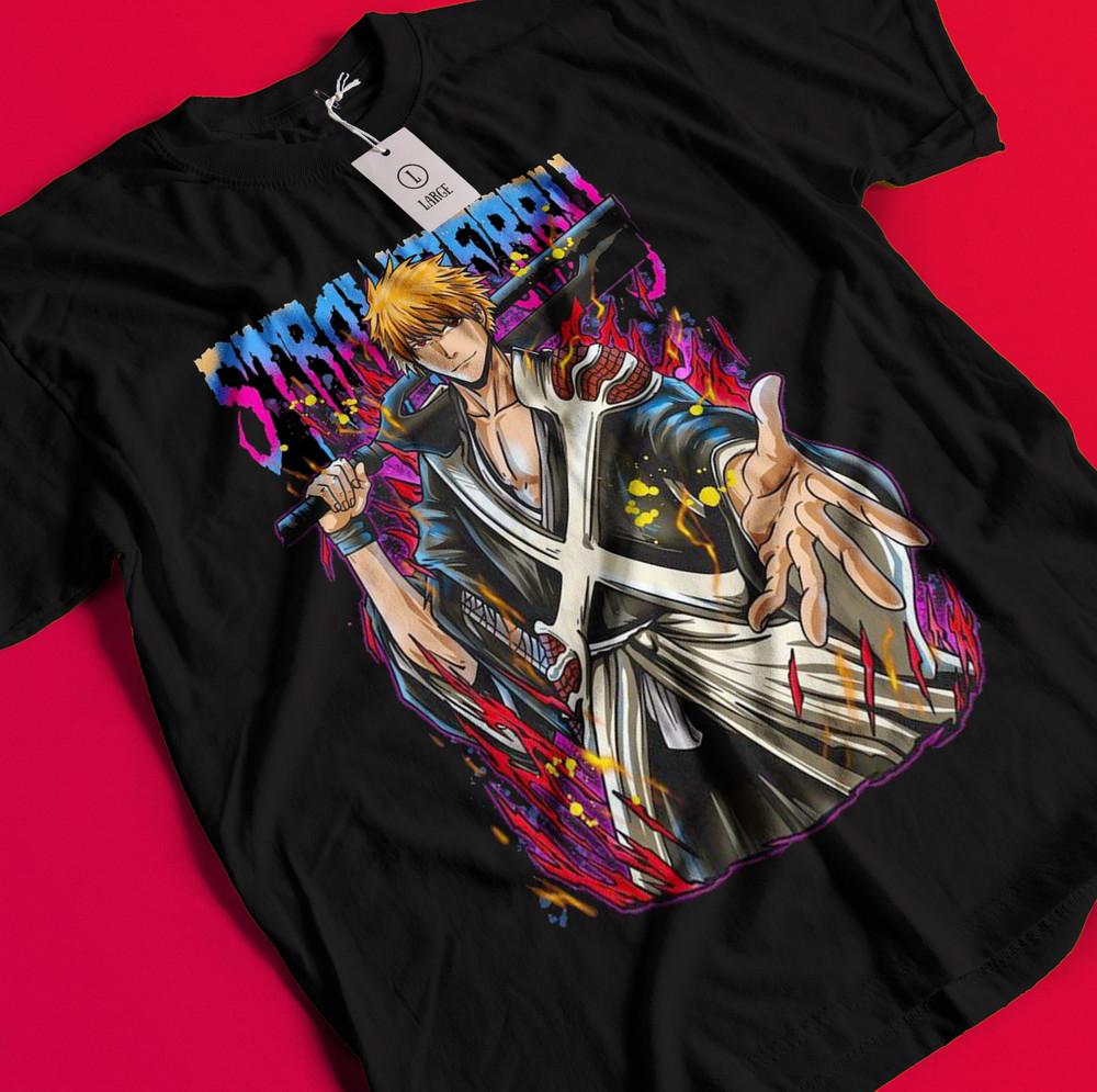 

Bleach Anime Tshirt Ichigo Bankai T-Shirt Aizen Yhwach Tee Zaraki Kenpachi Shirt BB144 2XL