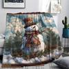 snowman Print Flannel Blanket, High quality Comfortable for All Seasons, Home Decor, Warmth and Comfort, Perfect for Christmas Gifts