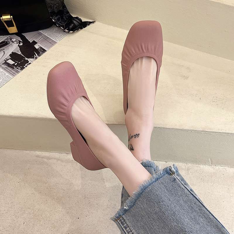 Buty przeciwdeszczowe damskie niskie wodoodporne buty płytkie usta ścięty obcas gruby obcas buty na cztery pory roku kuchenne antypoślizgowe buty gumowe kwadratowy nosek odsłonięty a