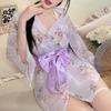 Sexy Yukata Cosplay Kimono Japanese Style Lingerie 4 Piece Set Bra Gown T One Size Fits Most Cosplay Costume Babydoll Cute Open Front Cute Japanese
