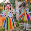 Halloween children's clown costumes mesh stage catwalk dance costumes student rainbow tutu children's clothing girl