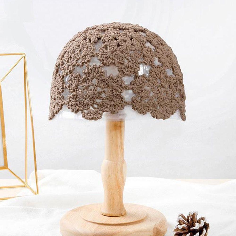 Ethnic Style Crochet Bucket Hat Basin Hat Beanies Hollow Flower Knitted Hat  Apparel Accessories