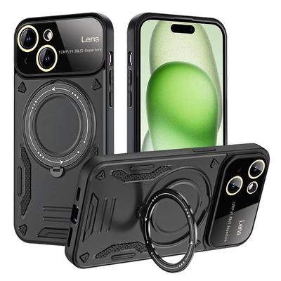 Magnetic 360°Rotating Stand Holder Phone Case For POCO X6 Pro POCO M6 Pro 4G M5S C65 X5 Pro X4 X3 Metal Shockproof Armor Wireless Charging Black Cover