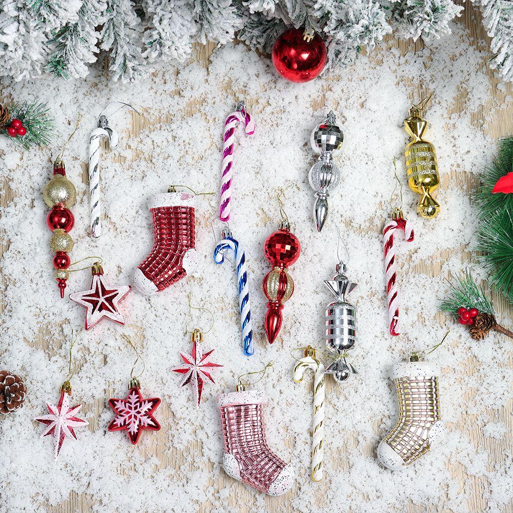 

3/6Pcs New Year Party Decor Star Christmas Tree Ornament Mini Candy Hanging Tree Pendants Cane 4