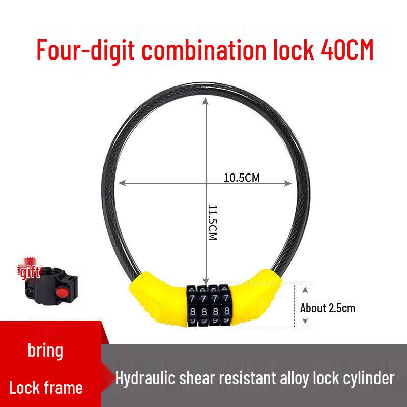 Waterproof Anti-theft Steel Cable Lock for Motorcycles, E-Bikes, and Helmets