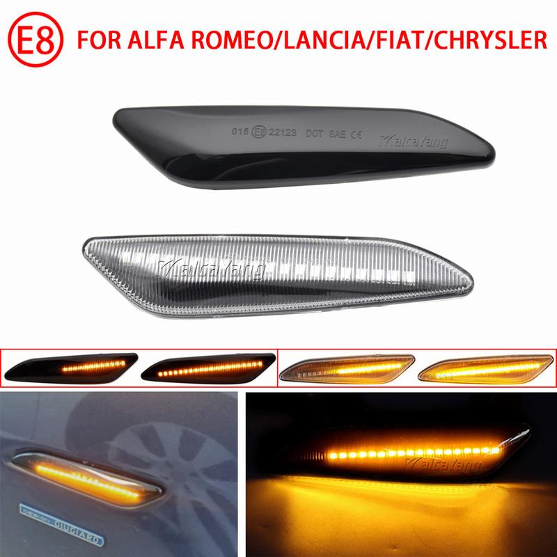 2x For Fiat Tipo Alfa Romeo 156 147 Chrysler Ypsilon III Lancia Delta Dynamic LED Side Marker Blinker Turn Signal Light 60686516