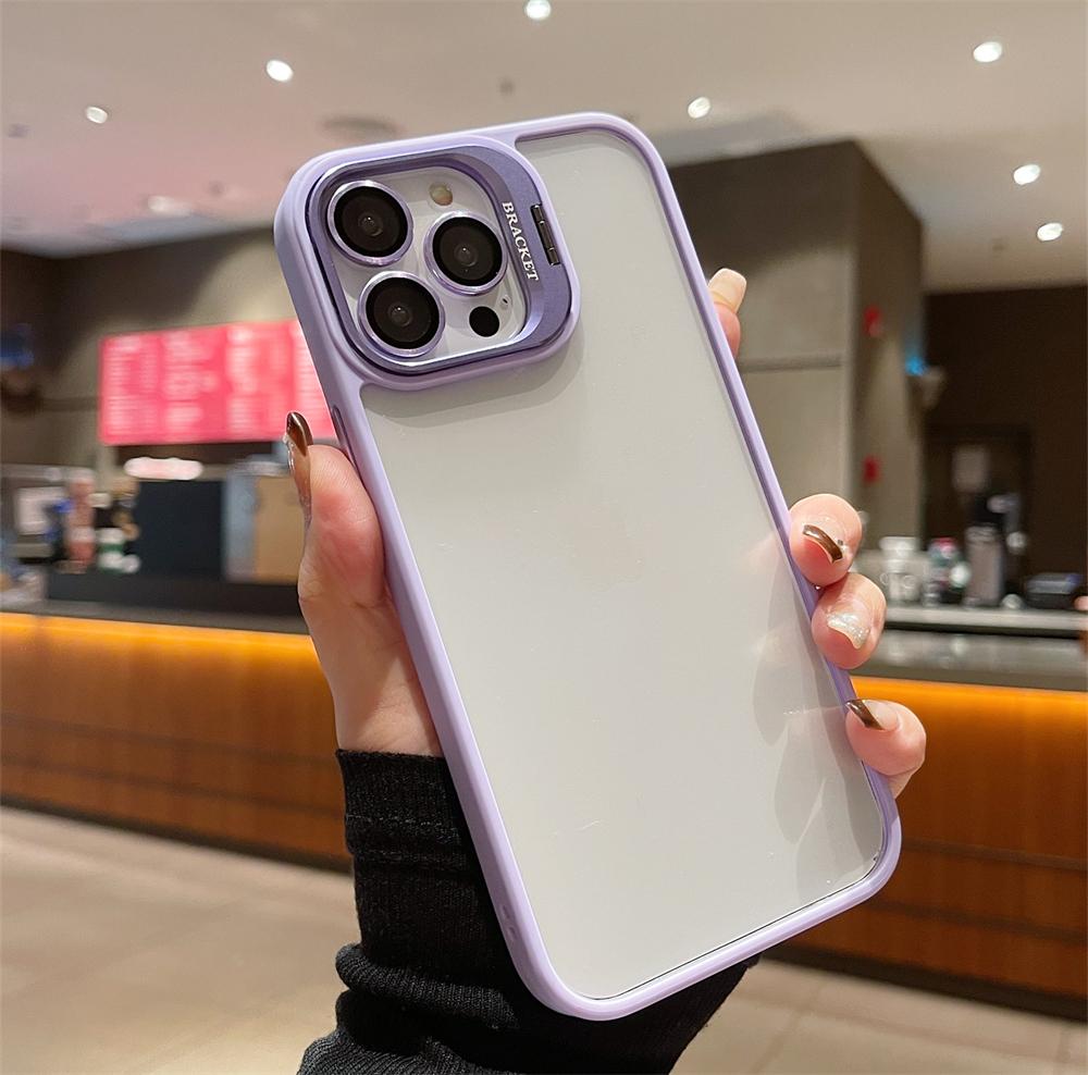 Lens Metal Ring Protector Stand Phone Cases For IPhone 16 15 14 13 12 11 Pro Max Plus Camera Glass Lens Protection Clear Cover