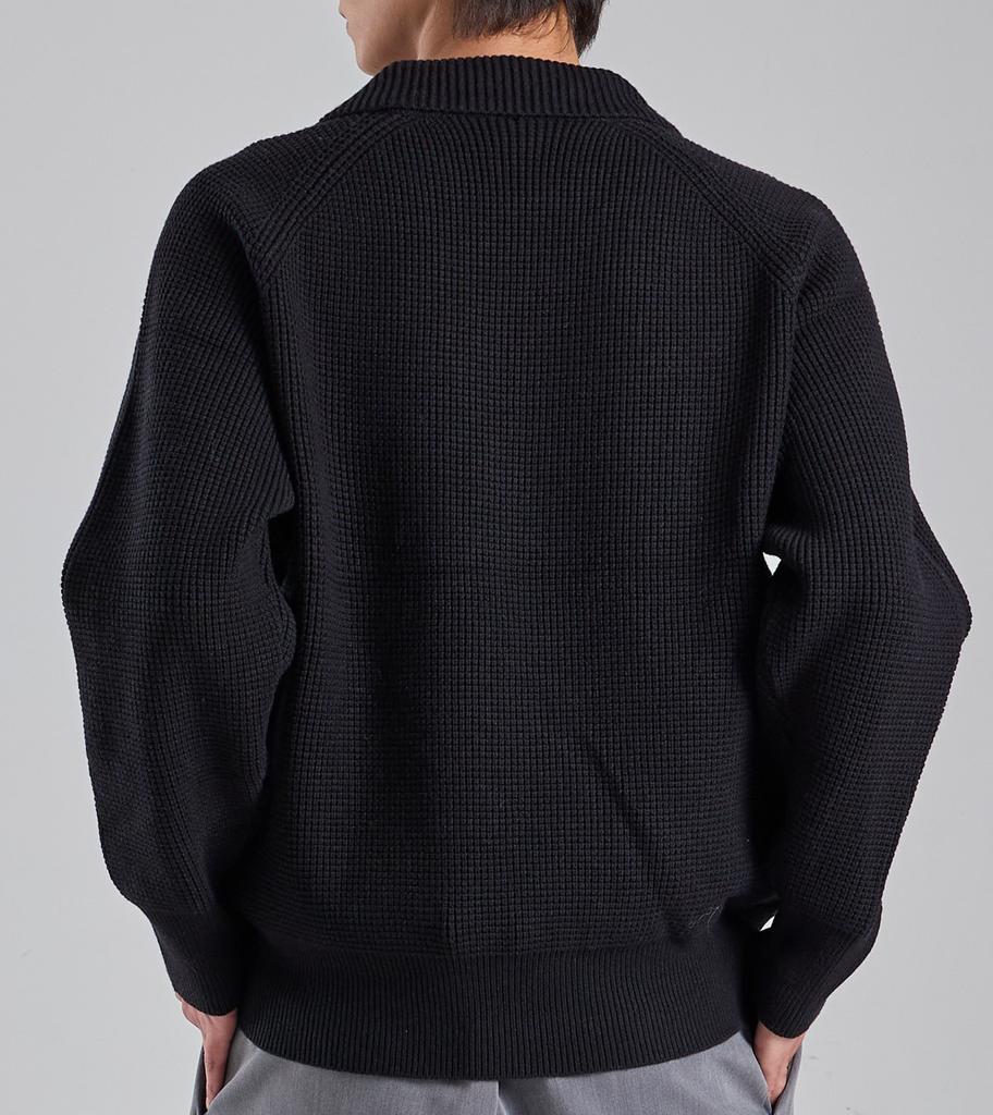 Beoteunseoul Wool Blend Heavy Open Collar Knit (Black)