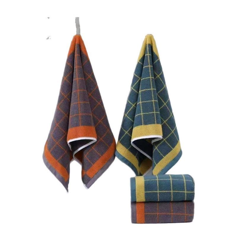 Checkerboard Cotton Bath Towel for Face and Body, Suitable for Household Use, Gentle and Soft, Absorbs Water Well, Gift Towel