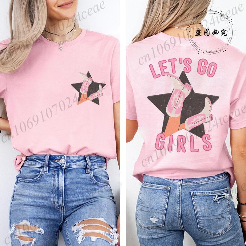 

Western-style pink T-shirt, girls party T-shirt, summer Harajuku style women s T-shirt. XXS