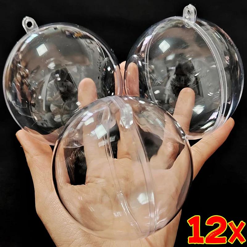 5-10CM Christmas Transparent Balls Hollow DIY Plastic Fillable Bauble Xmas Tree Hanging Ornaments Home Party Gifts Box Decor